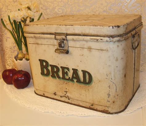 vintage bread box metal|old fashioned metal bread box.